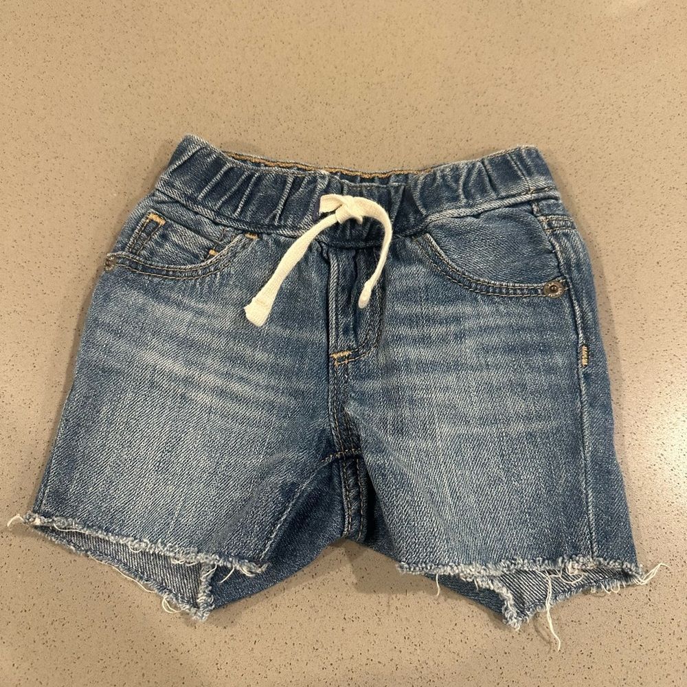 Baby Gap Boys Distressed Blue Denim Jean Pull-on Shorts Size 3-6 months